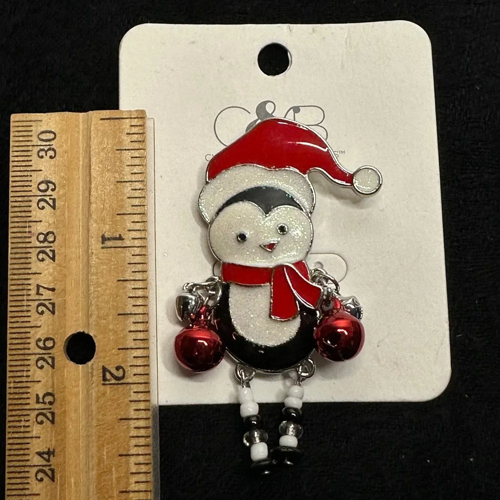 Christopher & Banks Penguin‎ Christmas Brooch Enamel Holiday Pin NWT
